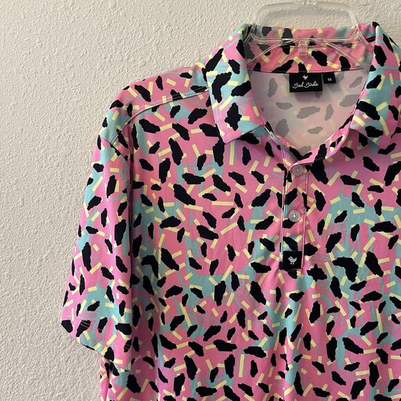 Bad Birdie Men's Polo Shirt Size Medium Short Sleeve Performance Golf 80's Retro - Picture 6 of 13